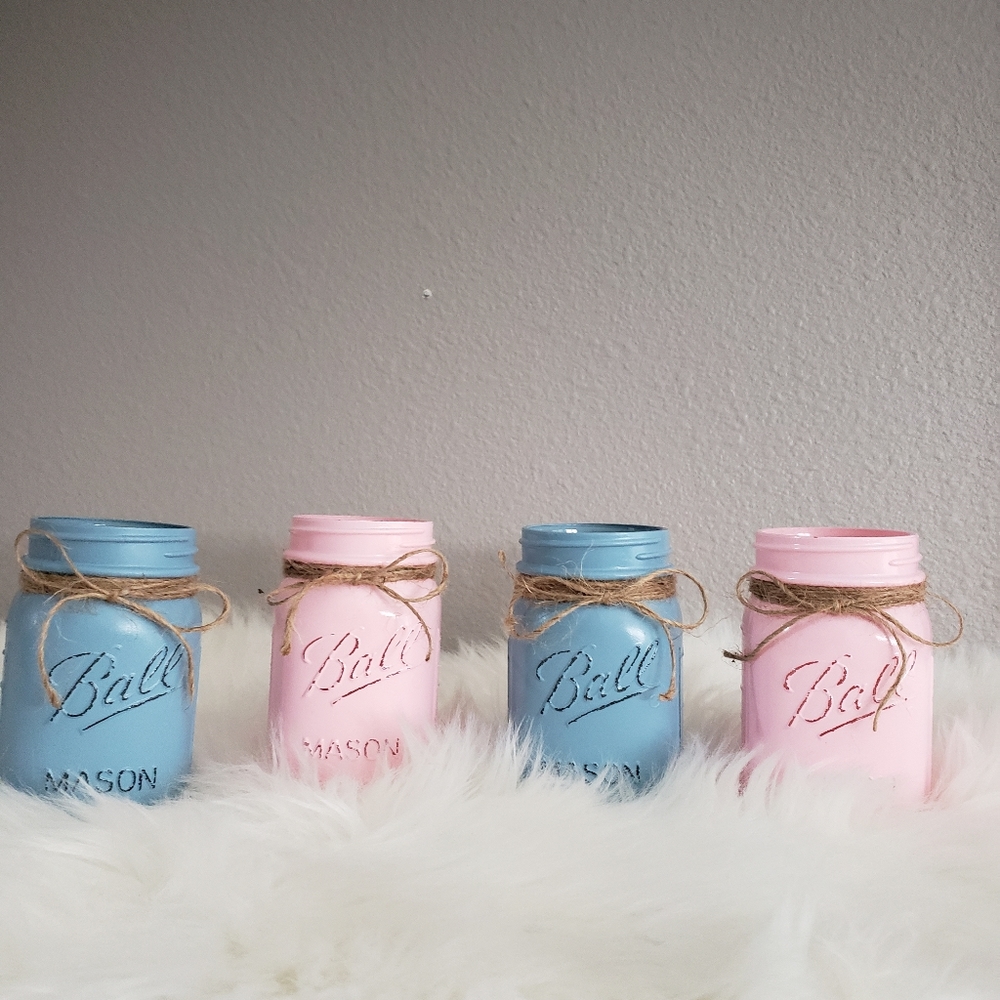 New Baby shower mason jar decor